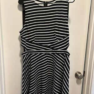 Xhilaration Black & White Striped Sleeveless Mini Dress Cutout Detail Women’s L